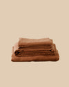 pre-washed terracotta linen sheets + pillowcases