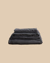 pre-washed slate colored linen sheets + pillowcases