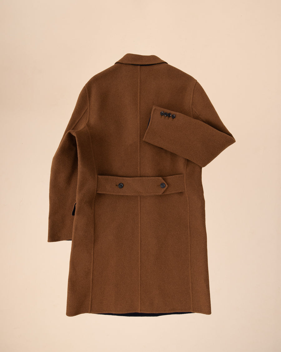 The Avi Double Breasted Wool Coat In Saddle