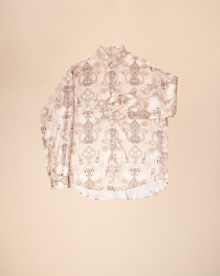 The Dylan Print Shirt In Antique Ivory