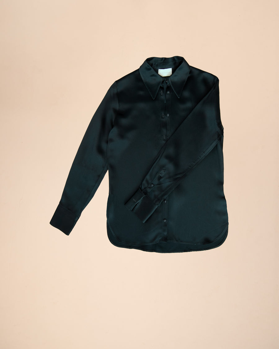 The Mica Oversized Collar Shirt In Emerald