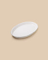 rustic handmade white dishwasher safe ceramic deep serving platter with green rim