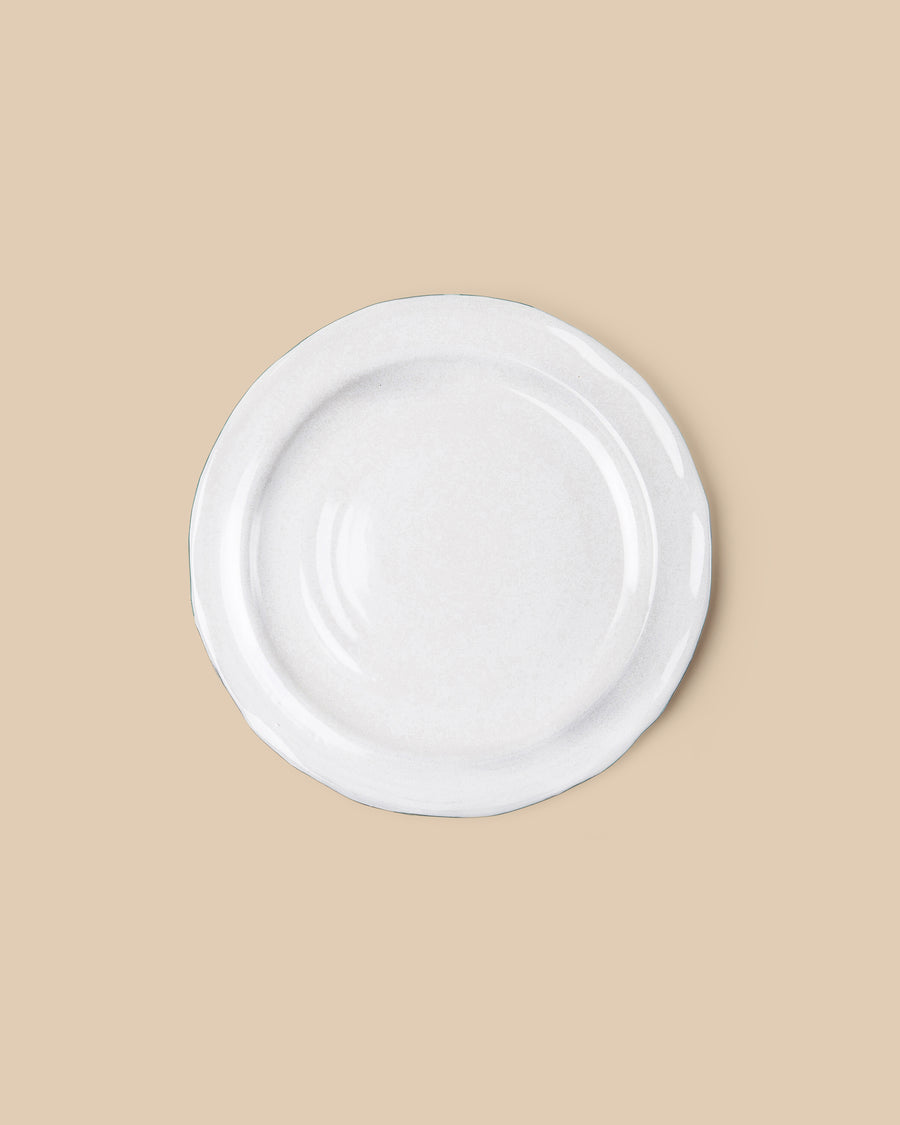 elegant white handmade dishwasher safe ceramic side small plate with green rim