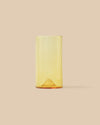two elegant hand blown artisan amber-colored tall glass