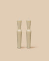 set of two handmade sculptural beeswax artisanal ivory candle 