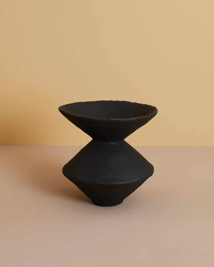 9 x 9 inch tall zig-zag shaped functional handmade flower vase