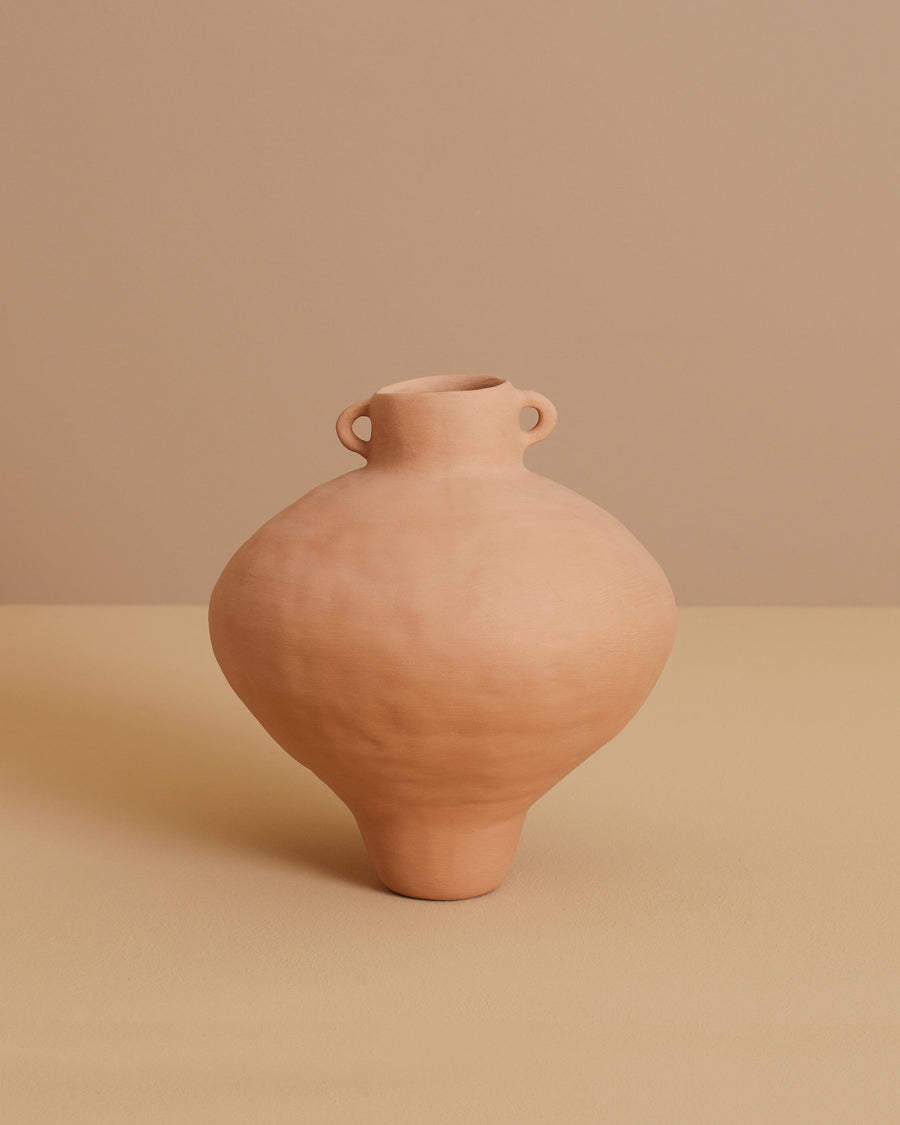neck amphora-shaped terracotta stoneware handmade small vase