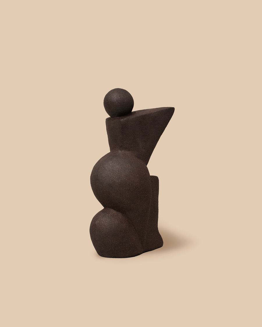 dark brown handmade stoneware humanesque abstract art sculpture