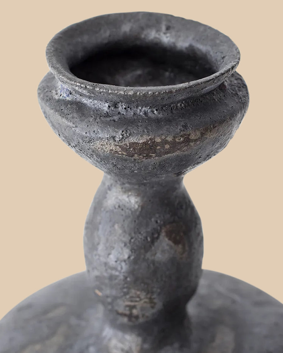 dark grey mediterranean stoneware ceramic vase inspired by ancient pottery