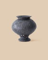 small rounded dark grey primitive-inspired handmade ceramic vase