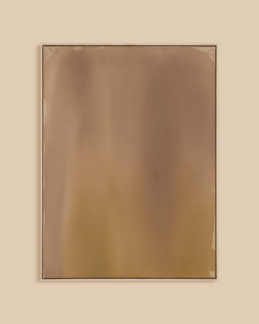 Warm abstract painting by Ali Enache, featuring golden-brown gradients and soft, organic forms, evoking natural rhythms and quiet contemplation. 48.0 x 36.0 inches.

