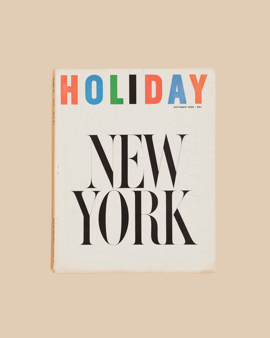 Vintage Holiday Magazine October 1959, a New York issue with the city name set large in black on a white cover