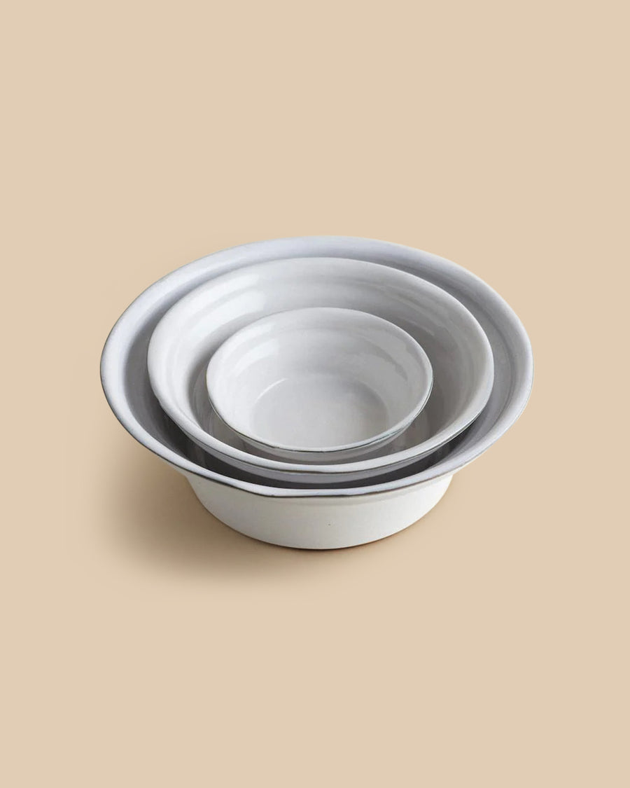 rustic handmade white dishwasher safe ceramic large serving bowl with green rim