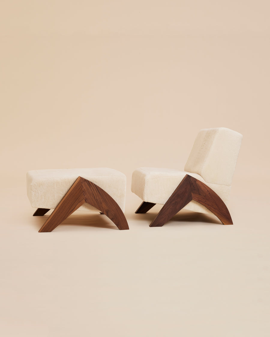 The Enzo Shearling Chair and Ottoman by Arjé