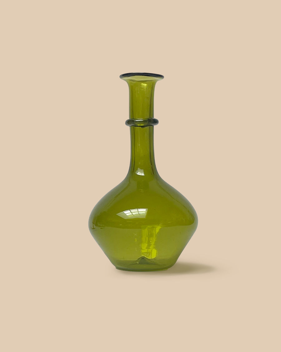 elegant artisan hand blown glass green colored unique decanter