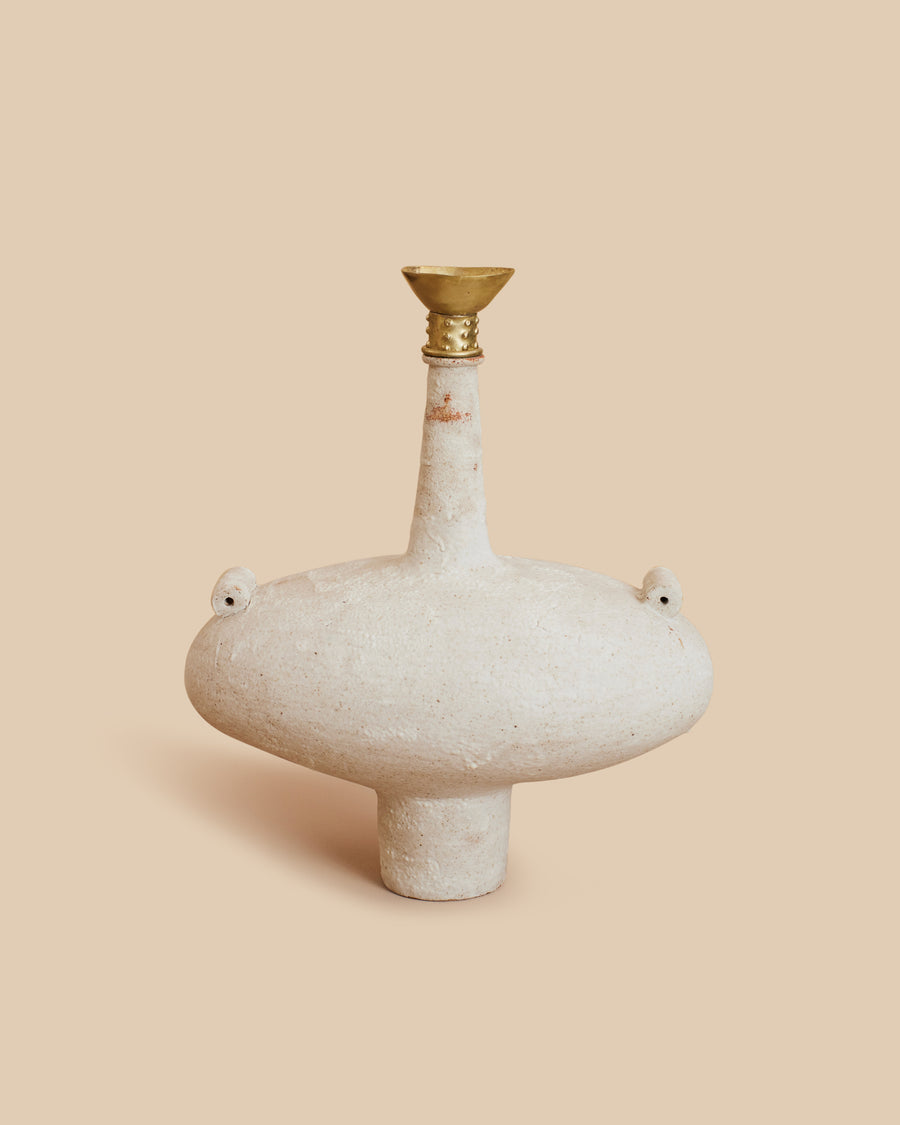 Canoa Lab Isolated N.13 sculpture in natural finish and brass