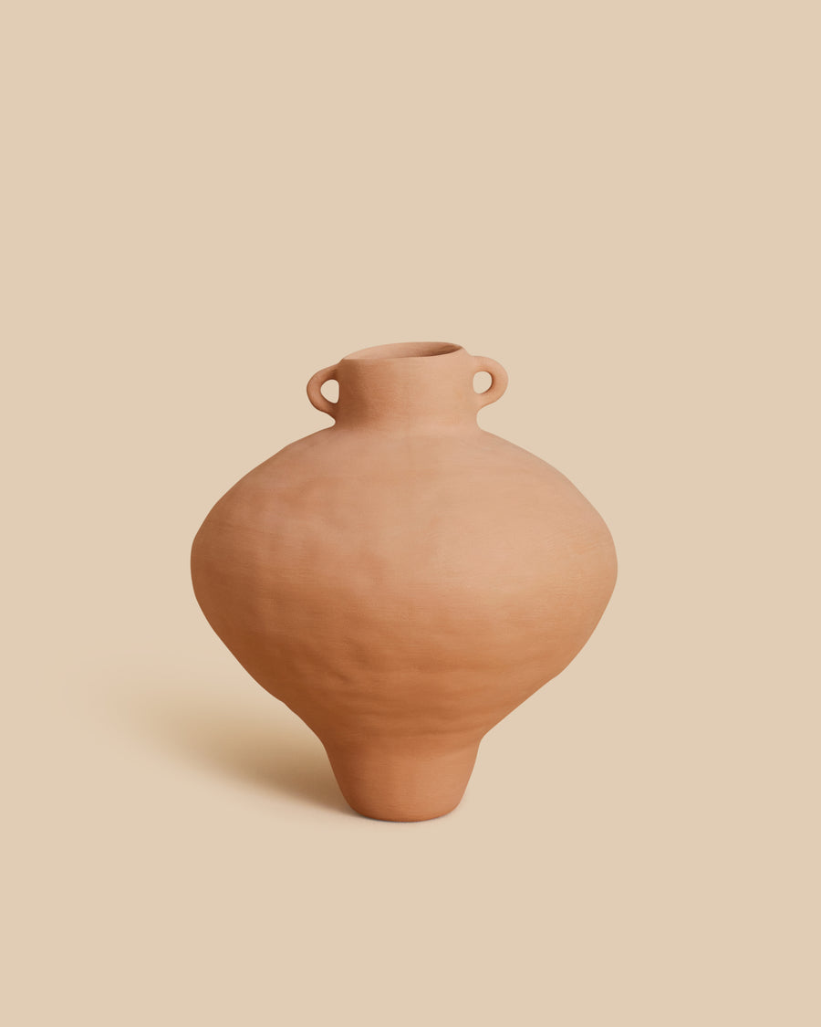 neck amphora-shaped terracotta stoneware handmade small vase