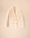 The Cyrus Corduroy Double Breasted Blazer In Antique Ivory
