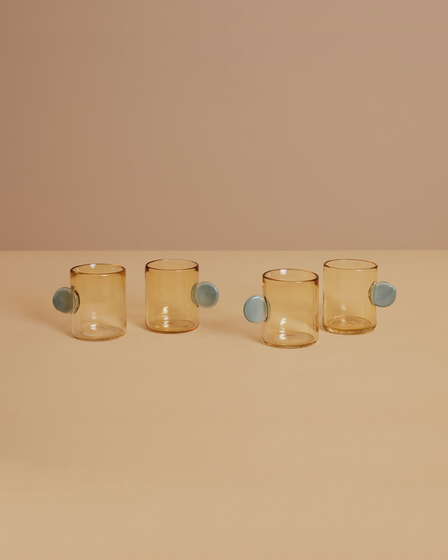Dot Glass Set in whiskey and grey — hand blown by Sticky Glass