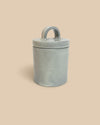 handcrafted light grey glazed dishwasher safe ceramic salt container with lid