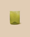 two hand blown olive green small dishwasher safe artisan glass tumbler