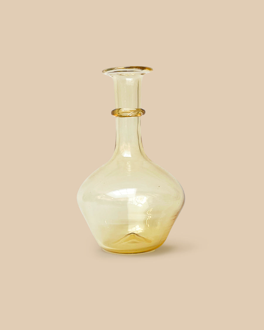 elegant artisan hand blown glass amber colored unique decanter