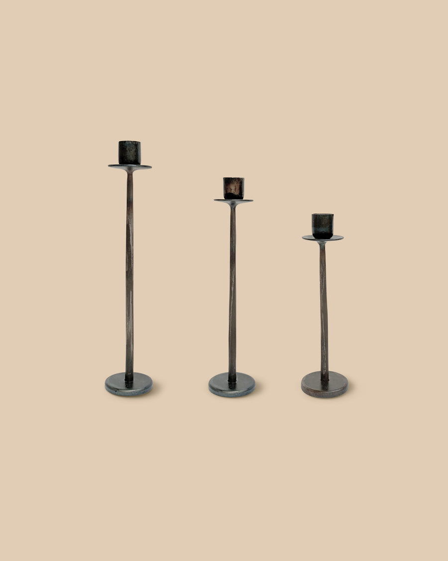 handmade artisan tapered wrought iron candle stick holders
