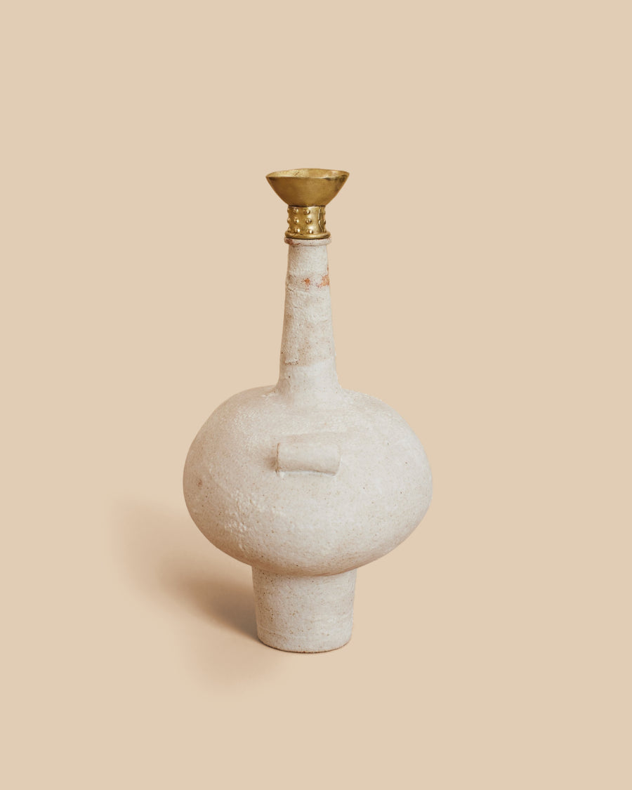 Canoa Lab Isolated N.13 sculpture in natural finish and brass