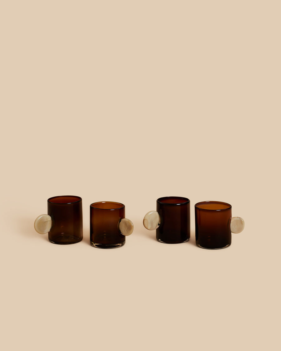 Dot Glass Set in amber and cream — hand blown by Sticky Glass