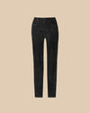womens elegant black high quality snug high rise fit ankle length stretch suede pants