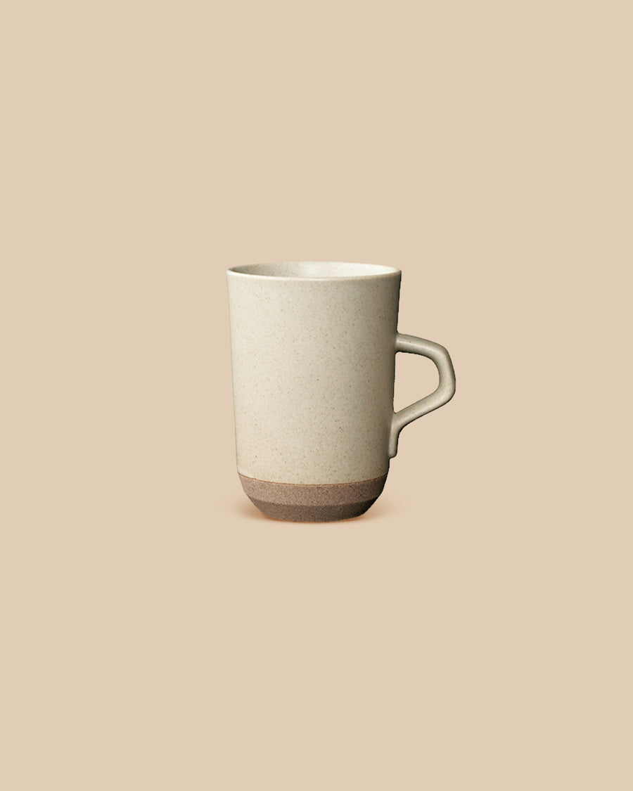 beige elegant handmade textured clay dishwasher-safe ceramic tall coffee mug