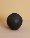 9 x 9 inch handmade black artisan minimalist ceramic spherical vase