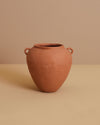 handmade Mediterranean one-piece amphora small round vase of terracotta stoneware