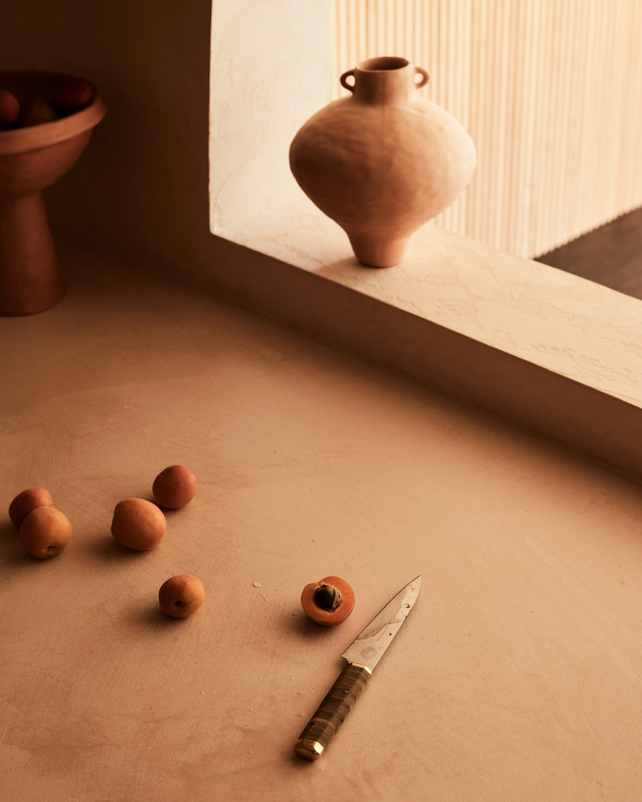 neck amphora-shaped terracotta stoneware handmade small vase