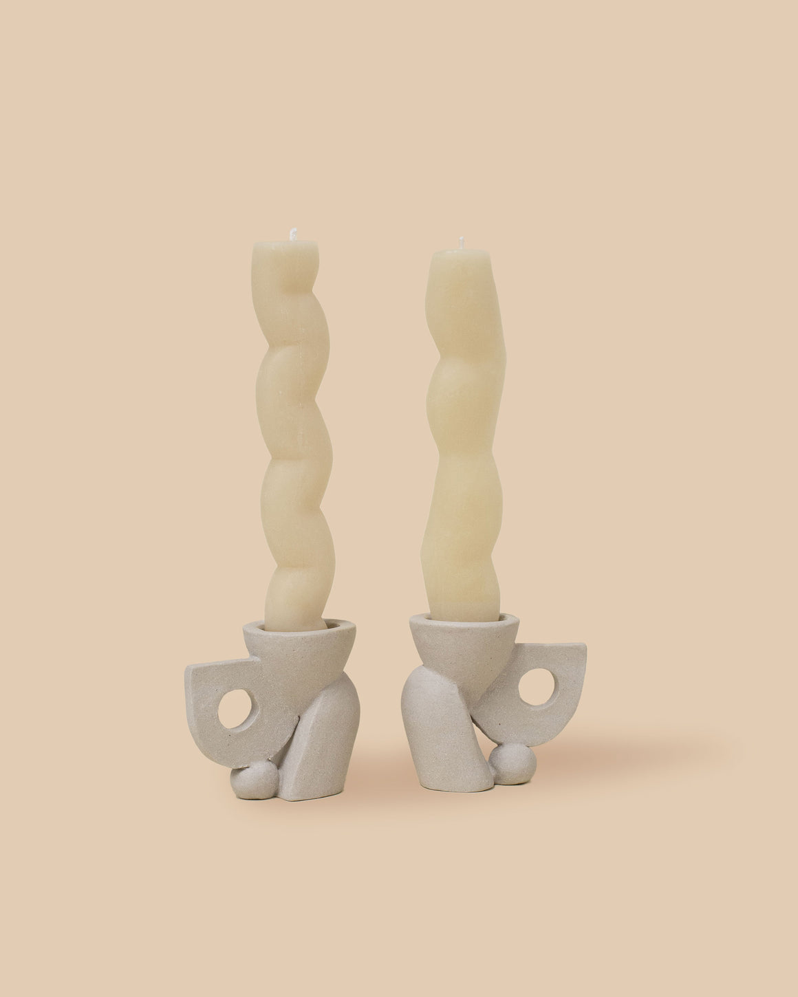 MF-Bloom Twin Candle + Candlestick Holder-Natural