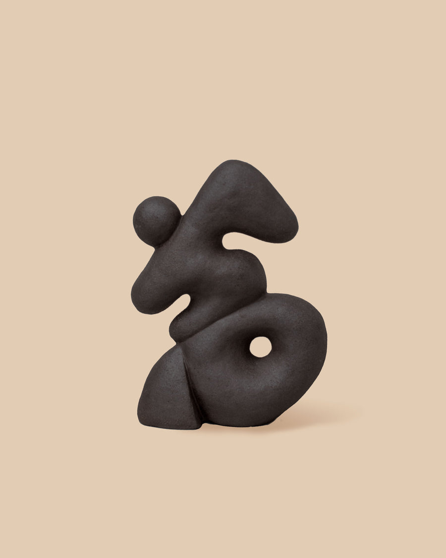 dark brown abstract decorative sculptural stoneware figure 