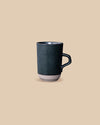 black elegant handmade textured clay dishwasher-safe ceramic tall coffee mug