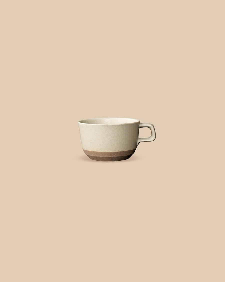 beige elegant handmade textured clay dishwasher-safe ceramic wide coffee mug