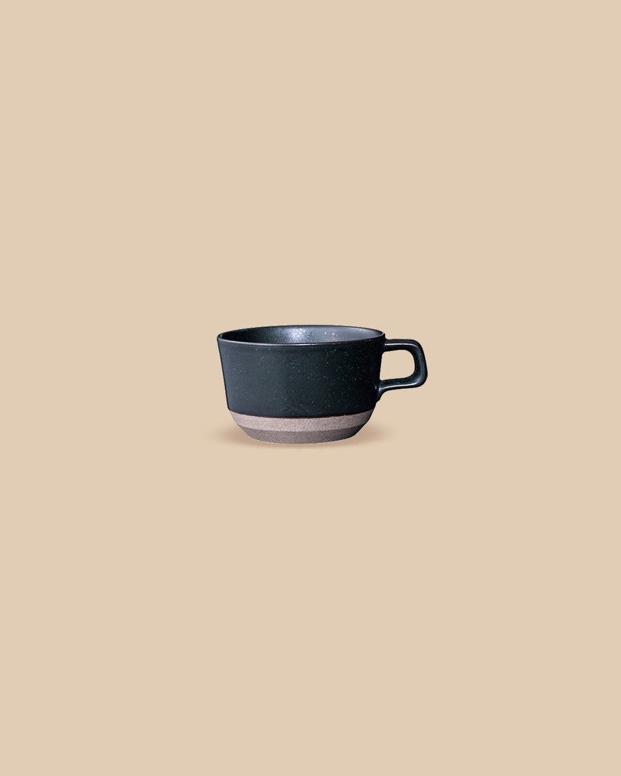 black elegant handmade textured clay dishwasher-safe ceramic wide coffee mug