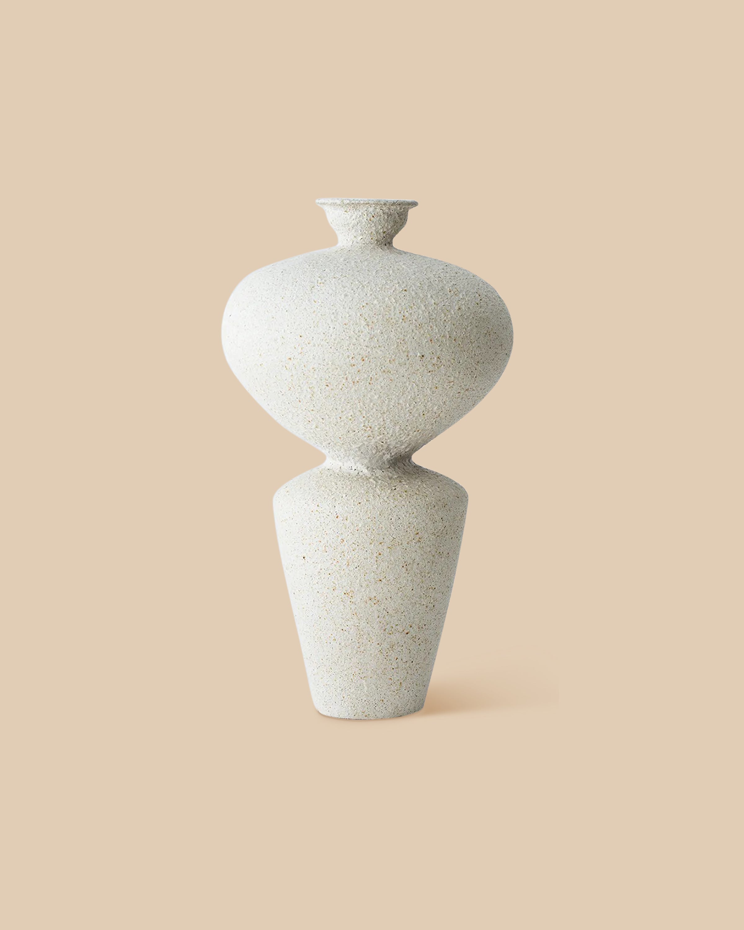 mediterranean handmade glazed green-toned unique stoneware vases with cream colored textured glazing