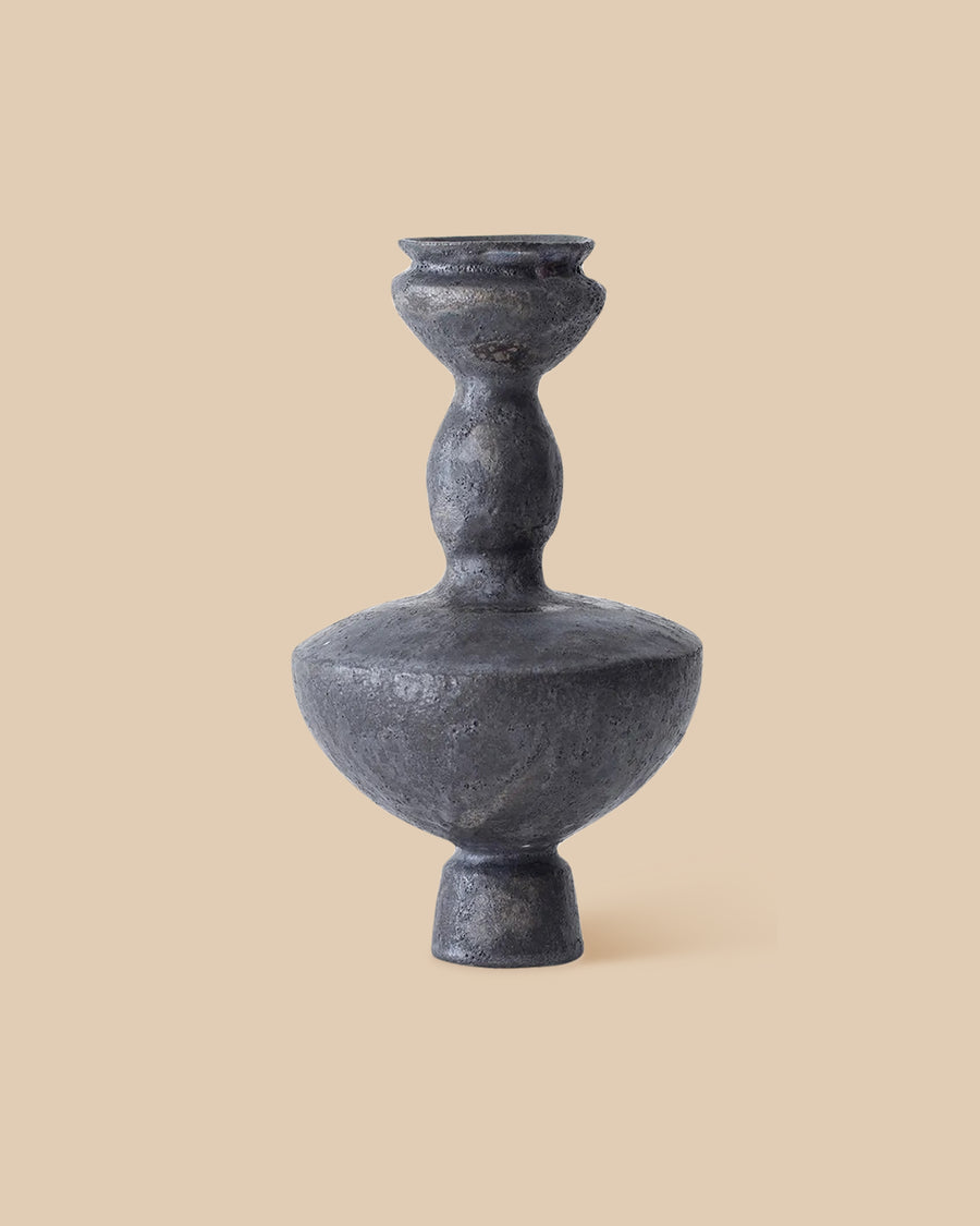  dark grey mediterranean stoneware ceramic vase inspired by ancient pottery