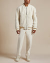 unisex ivory reversible lightweight water-resistant quilted nylon and shearling bomber jacket