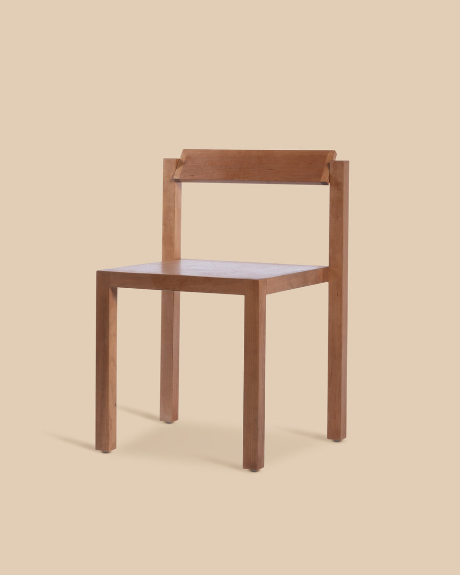 modern minimalist stackable walnut colored wood dining chair with swivel backrest