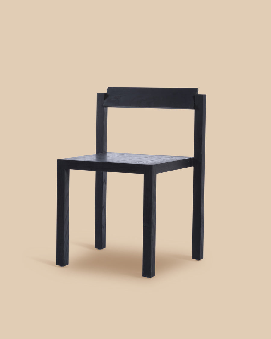 modern minimalist stackable black wood dining chair with swivel backrest