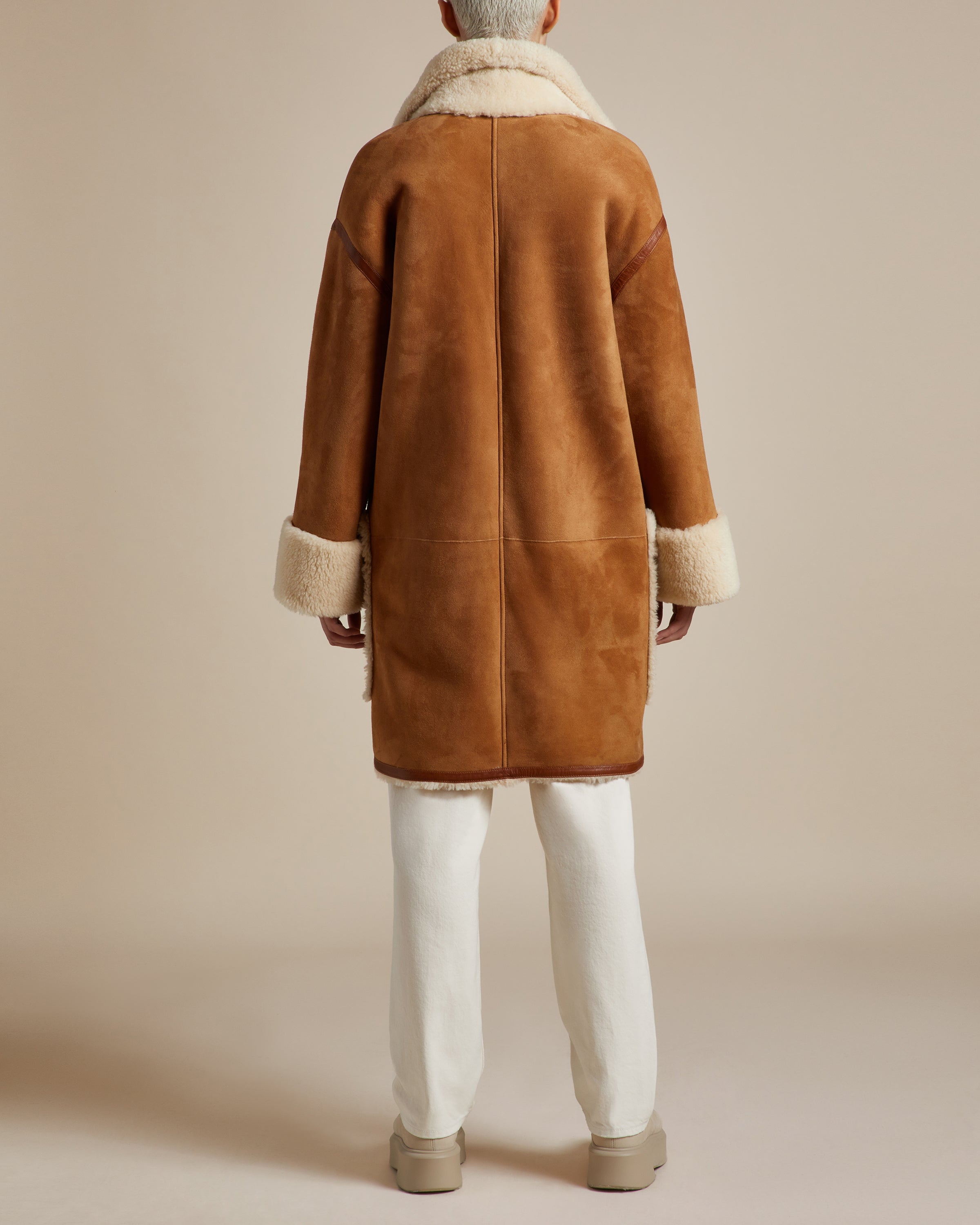 Sheepskin Short Fur Jacket, Camel Suede, Outerwear